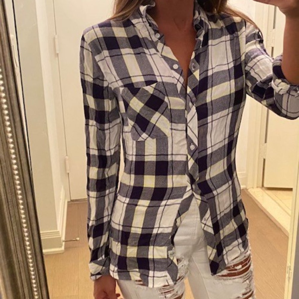 Rails Hunter Plaid Button Down In Navy/ Yellow - image 2